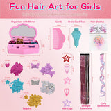 Hair Gem Stamper Kit for Girls, Pluspace Hair Gems for Girls with 600 Hair Glitter Patch, No-Glue Hairstyle Design Art Crafts, Hair Bedazzler Tool Reusable Princess Hair Accessories Gift for Kids 6-15 Pluspace