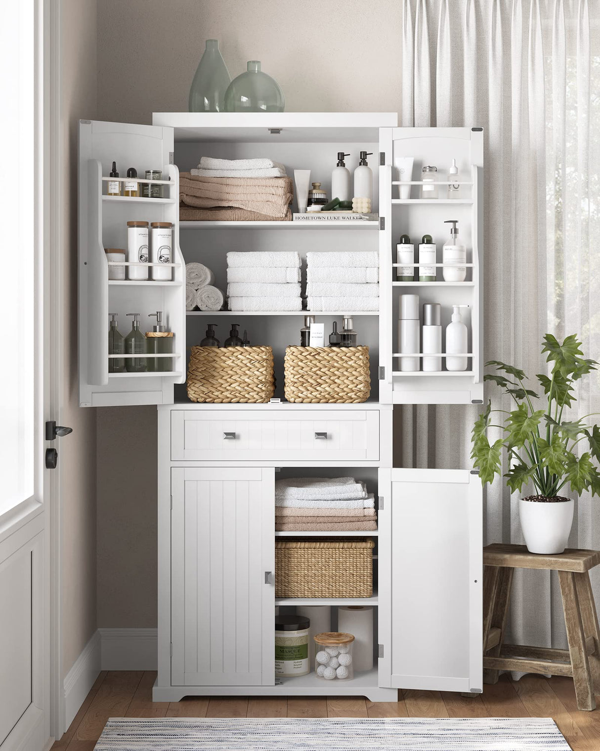 VASAGLE Kitchen Pantry Storage Cabinet - 71.9 Inch Tall Freestanding Cupboard with 1 Large Drawer, 6 Hanging Shelves for Dining Room, Living Room, VASAGLE