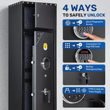 BlackSmith 6 Biometric Gun Safe Rifle 0.1s Quick Access Gun Safes for Home Rifle and Pistols Fingerprint Gun Cabinet Keypad with Separate Lockbox Door Panel Organizer Dual Alarm System BlackSmith