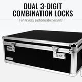 Vaultz Storage Lock Box - 6.5 x 23 x 13.5 Inch - Secure Dorm Storage Trunk with Combination Lock - Ideal Briefcase, Medicine Box, and Personal Item Lock Box - Store Cash, Laptop - Black/Silver Vaultz
