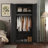 TIMELESS PIECES Metal Wardrobe Cabinets,Black Armoire Wardrobe Closet with Hanging Rod,Clothes Storage Cabinet with Adjustable Shelves and Doors,Clothing Cabinet for Bedroom, Office, Laundry Room TIMELESS PIECES