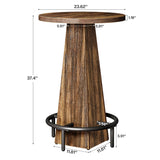Tribesigns Bar Table, 37.4" High Round Pub Table for Small Bars, Dining Room, Kitchen, Rustic Brown (Only Table) Tribesigns