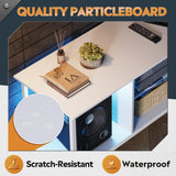 WLIVE TV Stand up to 65 Inch TV, 55" Entertainment Center with LED, Industrial TV Console with Glass Shelf for Living Room and Bedroom, White WLIVE