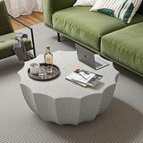 35" Outdoor Round Coffee Table Modern Stylish Design Waterproof & Moisture-Proof No Assembly Required Outdoor Coffee Table for Patio, Garden, Backyards - US Warehouse (White) HMHKHN