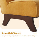 Upholstered Armless Accent Chair,Modern Comfy Living Room Chairs with Wooden Legs& Pillows,Lounge Sofa Side Chair for Bedroom Farmhouse Reading (Yellow, 1 PC) Womina