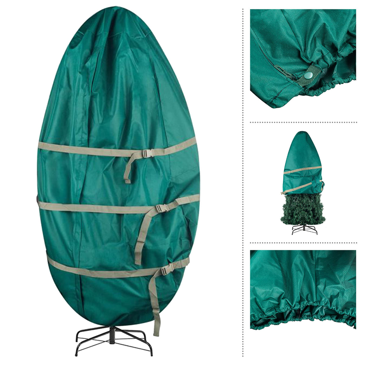 Upright Christmas Tree Storage Bag - Canvas Cover for 7.5-Foot Artificial Trees, Inflatables, and Christmas Decorations by Tiny Tim Totes (Green) TINY TIM TOTES