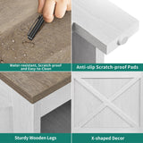 YITAHOME End Table with Charging Station, Narrow Side Table with Storage Shelf, Farmhouse Nightstand with Storage for Small Spaces, Living Room, Bedroom, Grey Wash YITAHOME