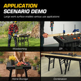 Express Folding Worktable, Easy Setup Portable Folding Workbench, 34" W x 24" D Lightweight Versatile Worktable with 1000 Lbs Load Capacity Work Benches for DIY Home Improvements Professional Worksite Turboforce