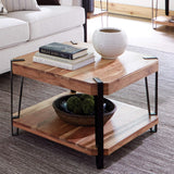 Alaterre Furniture Natural Ryegate Solid Wood with Metal Cube Coffee Table, AWCC1320, 28" Alaterre Furniture