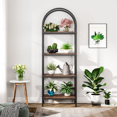 Tribesigns 4-Tier Black Wood and Metal Bookshelf - Stylish Open Storage Rack for Home or Office Tribesigns