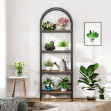 Tribesigns Industrial Arched 4-Tier Open Bookshelf in Rustic Brown - Versatile Storage and Display Rack for Home or Office Tribesigns