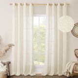 LAMIT Natural Ivory Linen Semi Sheer Curtains 84 inch Length, Cream Light Filtering Soft Thick Neutral Living Room Drapes with Bronze Grommet for Bedroom/Farmhouse, 2 Panels, 52 x 84 Inch LAMIT