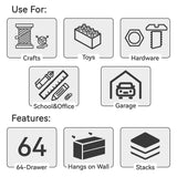 Elevon Hardware and Craft Cabinet 14.8" W x 6.3" D x 18.7" H, 39 Drawers, Black Elevon