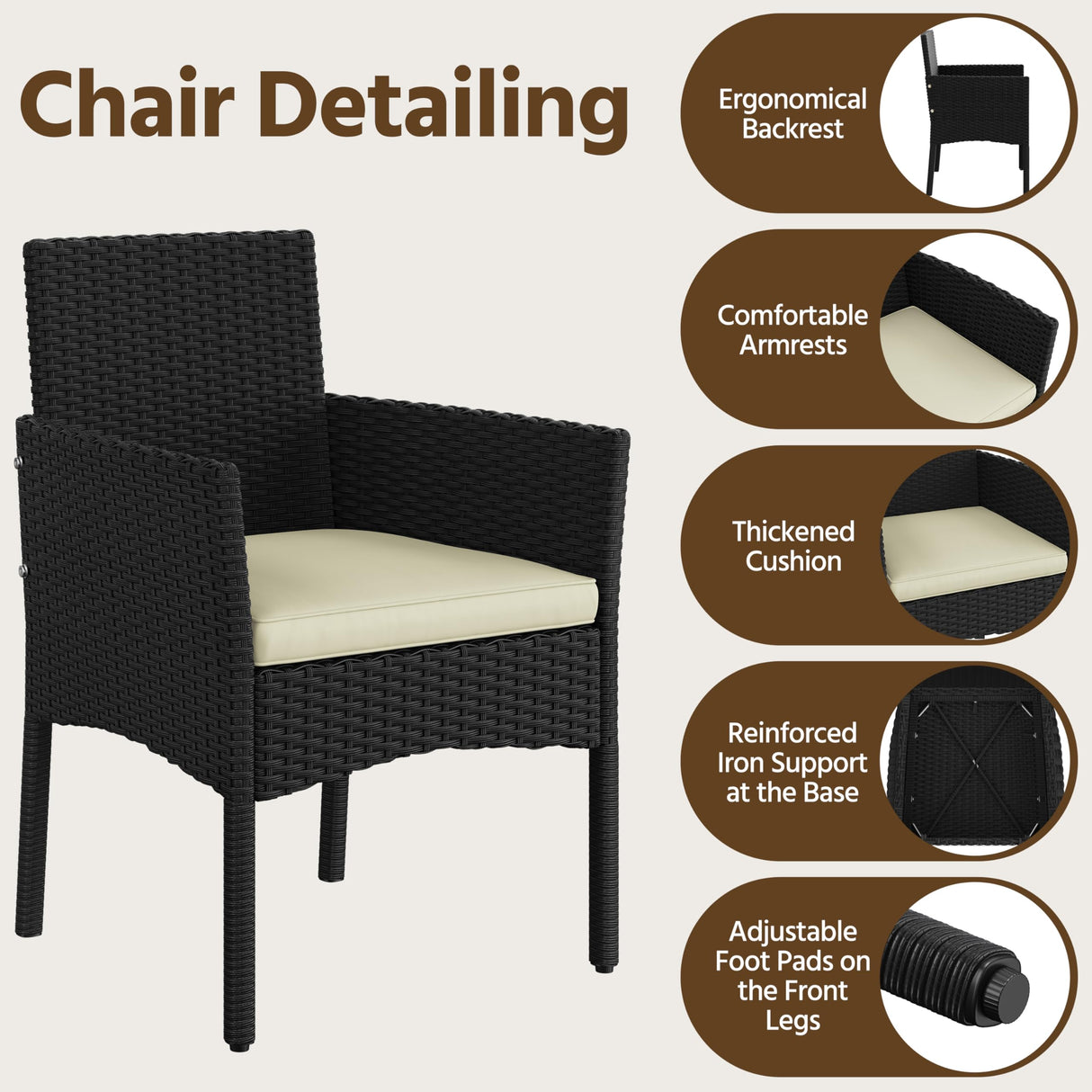 Yaheetech Patio Furniture Set 4 Pieces Conversation Sets, Rattan Chair Wicker Set Loveseat with Soft Cushion and Glass Table for Backyard Porch Garden Poolside Balcony, Black and Beige Yaheetech