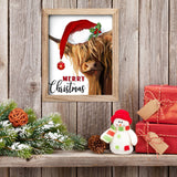 YPY Highland Cow Farmhouse Wall Decor Signs Xmas Cow Canvas Art with 7 Interchangeable Holiday Sayings, Rustic Wood Picture Frame Indoor Christmas Decorations for Home 10x12 YPY
