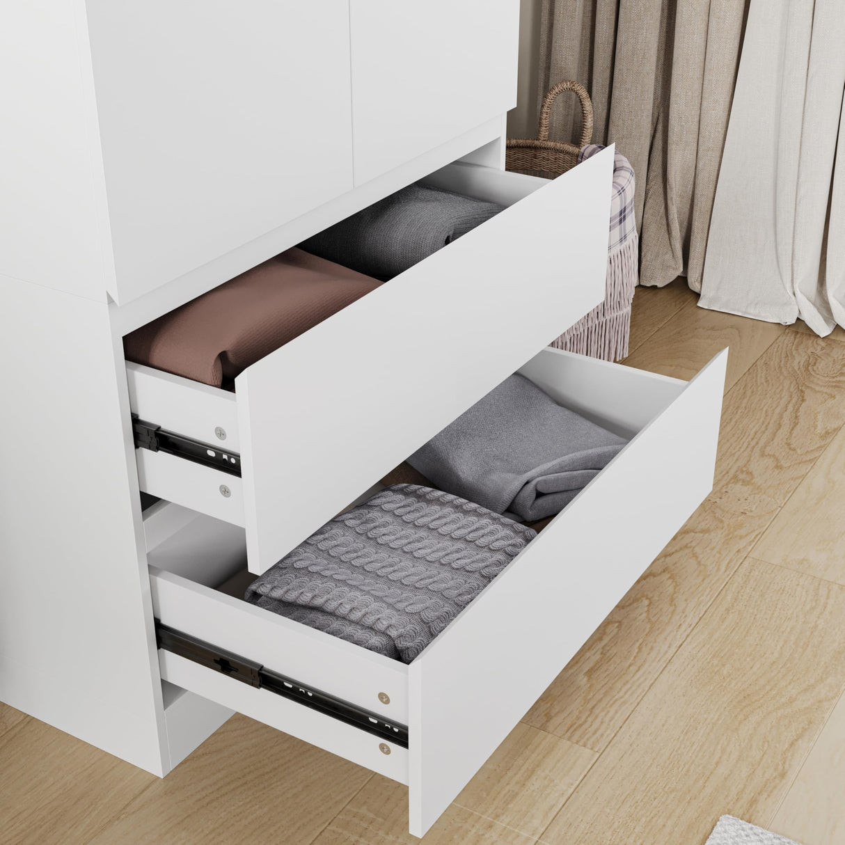 Mekminop Armoire Wardrobe Closet with 2 Doors & 2 Drawers, Bedroom Armoire Clothes Organizer with Hanging Rod, Freestanding Wardrobe Cabinet (31.5”W x 20.39”D x78.74”H) Mekminop