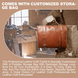 EDIETH Professional Leather Craft Tools Kit Leather Working & Tooling Set with High-Carbon Steel Stamping, Punching, Sewing, Engraving Tools, Custom Cutting Mats for Leathercraft Projects EDIETH