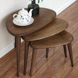 Ultimate Premium Products Solid Nesting Table Set of 3- Oak Mid Century Pebble Tables with Tapered Legs – Wooden Home Furniture in a Retro Style - Oak Ultimate Premium Products
