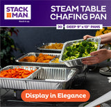 Aluminum Pans 9x13 Disposable Aluminum Foil Pans [30-Pack] Large Baking Pan Trays - Heavy Duty Tin Tray Half Size Chafing Dishes. Food Containers for Roasting, Cooking, Heating or Steam Table Stack Man