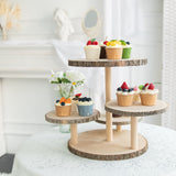 GENMOUS 4 Tiered Round Cake and Cupcake Stand Combo for Birthday Party Decor, Rustic Wooden Cupcake Tower Stands for 50 Cupcakes, Farmhouse Cupcake Tier Stand Display for Wedding Baby Shower Tea Party GENMOUS & CO.
