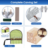 Wood Carving Tools, Hexola Wood Carving Kit 26-In-1 Whittling Kit- Includes Walnut Handle Wood Carving Knife,Whittling Knife, Hook Knife, Cut Resistant Gloves, Wood Carving Kit For Beginners Hexola