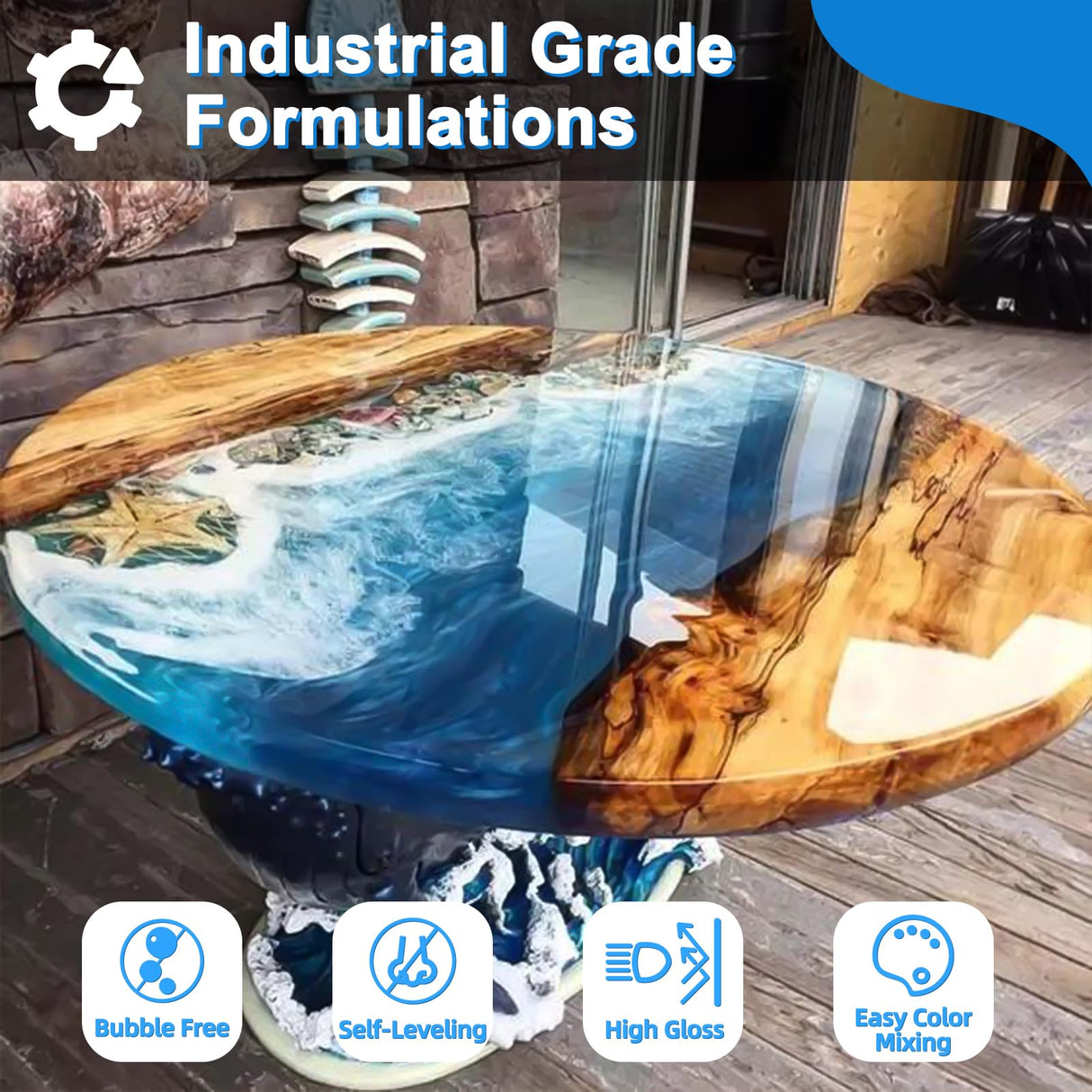 Shabebe Table Top Epoxy Resin 2 Gallon, Super Gloss & Crystal Clear Epoxy Resin Kit with UV Resistant & Self Leveling, Non Toxic Food Safe for River Tables, Live Edge Tables, Bar Tops, Countertops 1:1 Shabebe