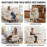 YUUIJOAA Pushback Recliner Chair, Fabric Armchair Push Back Recliner with Adjustable Footrest and Side Pocket, Comfy Wingback Accent Chair Reclining Sofa for Living Room, Bedroom, Beige YUUIJOAA