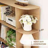 FOTOSOK 74” Tall Corner Bookshelf, 6-Tier Bookshelf and Bookcase with Open Storage, Tall Bookcases Wooden Storage Shelves for Home Office, Thickened Boards for Better Load Bearing, Natural FOTOSOK