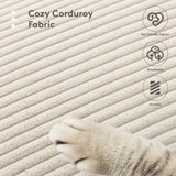 ROWHY 113'' Modular Sectional Cloud Couch, 5 Seater Corner Sofa Big Comfy Corduroy Oversized L Shaped Couch with 2 Pillows, Chaise, Ottoman, Deep Seat Sectional Couches for Living Room Office, Beige ROWHY