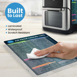 Air Fryer Magnetic Cheat Sheet Set - Air Fryer Accessories Cookbook - Easy to Use AirFryer Time Chart Set - Strong Magnet Quick Reference Cooking Guide for Frying (Black) LOTTELI KITCHEN