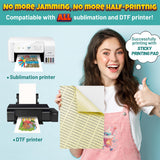 DTF Transfer Film, 50 Sheets 8.5"*11" DTF Paper with Smart Printing Pad for All Sublimation&DTF Printers,DTF Film for Sublimation Hack,Upgraded Premium Direct to Film for All Fabrics KASYU