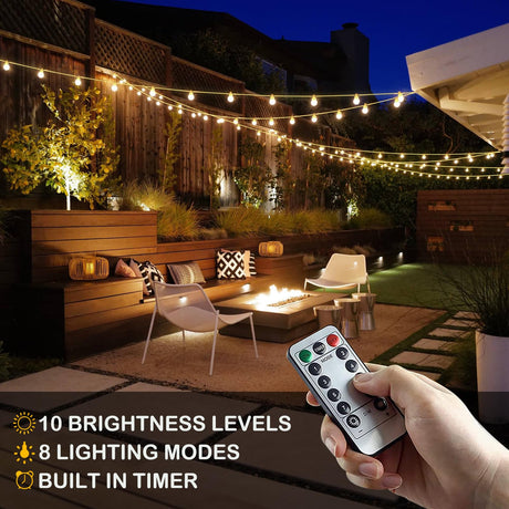 Tasodin 2 Pack 20FT 40 LED Globe String Lights Battery Operated, 8 Modes Battery Powered Outdoor Lights with Remote for Camping Tent, Bedroom, Warm White Tasodin