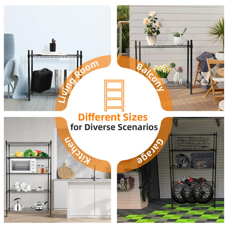 Elevon 5-Tier Storage Shelves, Adjustable Metal Wire Shelving Unit with Leveling Feet Heavy Duty Pantry Shelves Organizer Rack for Kitchen Garage Laundry Office Warehouse, 35"L x13.4"W x64.3"H, Black Elevon