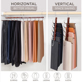 MORALVE Pants Hangers Space Saving - 2 Pack European Beechwood Scarf and Jean Hangers - Closet Organizer and Space Saver Pant Rack, Leggings Hanger, and Scarf Holder with 360° Swivel Hook MORALVE