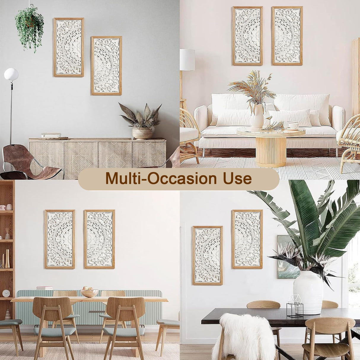 AHUONEL 2 Panel Wall Art Decor Wall Sculpture, Carved Wood Wall Decor Wall Hanging Decor, Rustic Farmhouse Wall Decor for Living Room Bedroom Entryway Hall Office Home Decor, 23"x11.5" AHUONEL