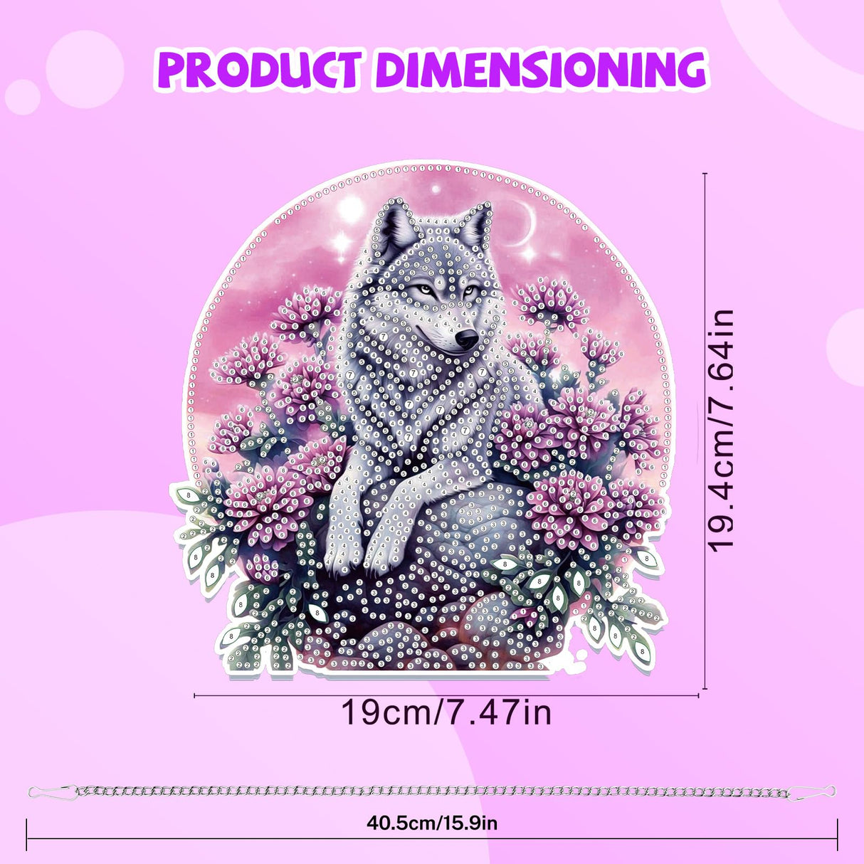 Bowetile Wolf Diamond Art Hanging Kits for Adults Kids, 5D Special Shape Diamond Painting Flowers Pendant Kits, Gem Art Suncatchers Painting Window Ornament for Home Garden Wall Decor Bowetile