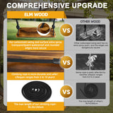 Premkid Carbonized Hanging Wooden Swing, Swing Seat 24"x 8"x 1.2", Tree Swing for Adults Kids with 500lbs Load, Adjustable Climbing Rope Plus Tree Straps 116 inch, Outdoor Indoor Room Wood Swing Set Premkid