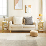 HOOBRO End Tables Set of 2 with Charging Station and USB Ports, 3-Tier Nightstands with Adjustable Shelves, Small Side Tables for Small Space in Living Room, Bedroom, White and Gold DW112BZP201G1 HOOBRO