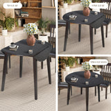 COLAMY 35.8" Wooden Kitchen Table, Expandable Folding Round Table for Small Spaces, Small Kitchen, Drop Leaf Dining Room Desk for Space, Home, Apartment, Office - Darkbrown COLAMY