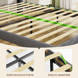 Driftalia LED Full Size Bed Frame with 2 Storage Drawers, Upholstered Full Bed Frame with Headboard and Charging Station, No Box Spring Needed, Easy to Assembly-Light Grey Driftalia