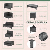 Outsunny Patio Furniture Set, 9 Piece Outdoor Sectional Sofa, All-Weather PE Rattan Wicker Conversation Set with Chairs, Ottoman, Loveseat, Coffee and Side Table, Cushions, Black Outsunny