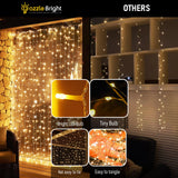 Dazzle Bright 300 LED Curtain Lights, Plug in Fairy Curtain Lights for Bedroom, Christmas Hanging String Lights Outdoor for Window Backdrop Wall Wedding Patio Indoor Dorm Party Decor, Warm White Dazzle Bright