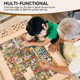 TEAKMAMA 27.6" H Tall Puzzle Board with 4 Drawers, 1500 Piece Puzzle Table with Legs Folding Puzzle Board with Cover, 34.1" W x 26.2" D Large Wood Jigsaw Puzzle Board for Adults, Nature TEAKMAMA