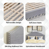 PayLessHere Queen Size Upholstered Platform Bed Frame Fully Upholstered with Fabric Headboard, Wooden Slats, No Box Spring Needed, Non-Slip & Noise-Free Design PayLessHere