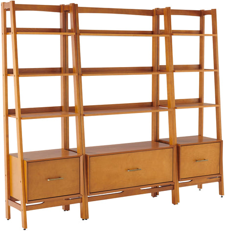 Crosley Furniture Landon 3-Piece Bookshelf Etagere Set, Bookcase with Shelves and File Drawers, Acorn Crosley Furniture
