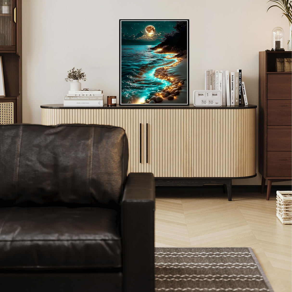 Hutarosl Moonlight Beach Paint by Number Canvas for Adults-Moonlight Paint by Numbers Kit for Adults,Beach Paint by Number Adult,Canvas Paint by Numbers for Adult for Gifts Home Decor 16x20in Hutarosl