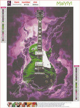MaiYiYi Lightning Guitar Diamond Painting by Numbers, 5D Full Round Drill Guitar Crystal Diamond Painting Set, Cloud Guitar Diamond Painting for Adult Home Wall Art Decor (30X40 CM) MaiYiYi