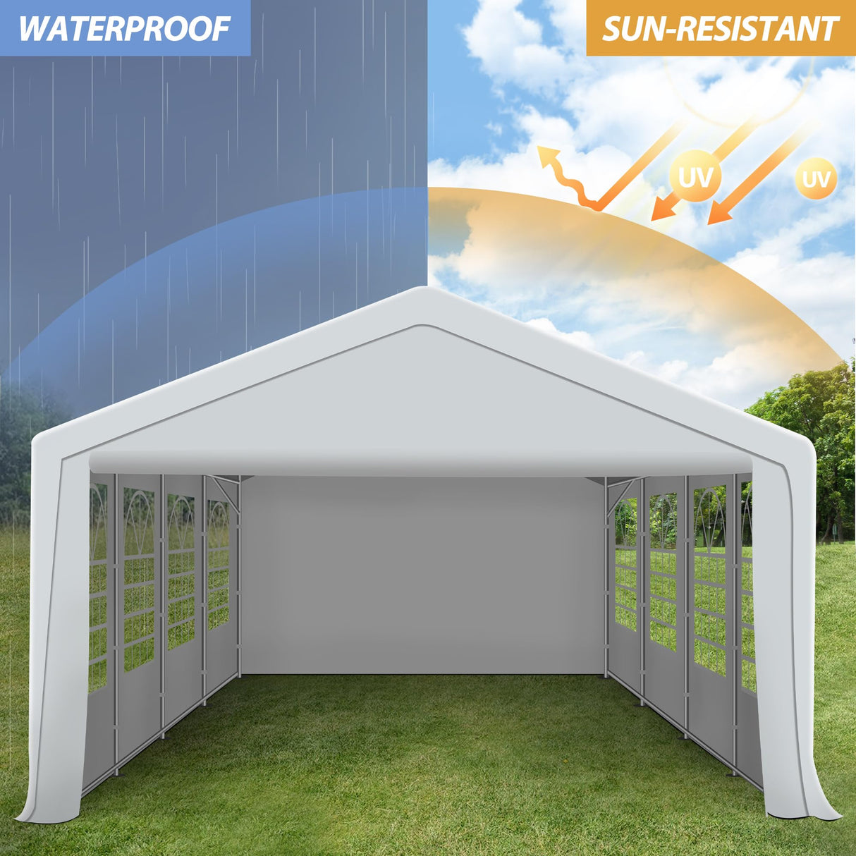 Raysfung 20' x 30' Party Tent Heavy Duty, Wedding Tent with Removable Sidewalls, Outdoor Gazebo Event Shelters Canopy for Birthday Party Raysfung