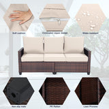 AstrPthylx 3-Seater Deep Seat Outdoor Sofa - High Back Patio Couch with Water-Resistant Cushions, All-Weather PE Rattan for Patio, Garden (Modern Design) (Beige) AstrPthylx