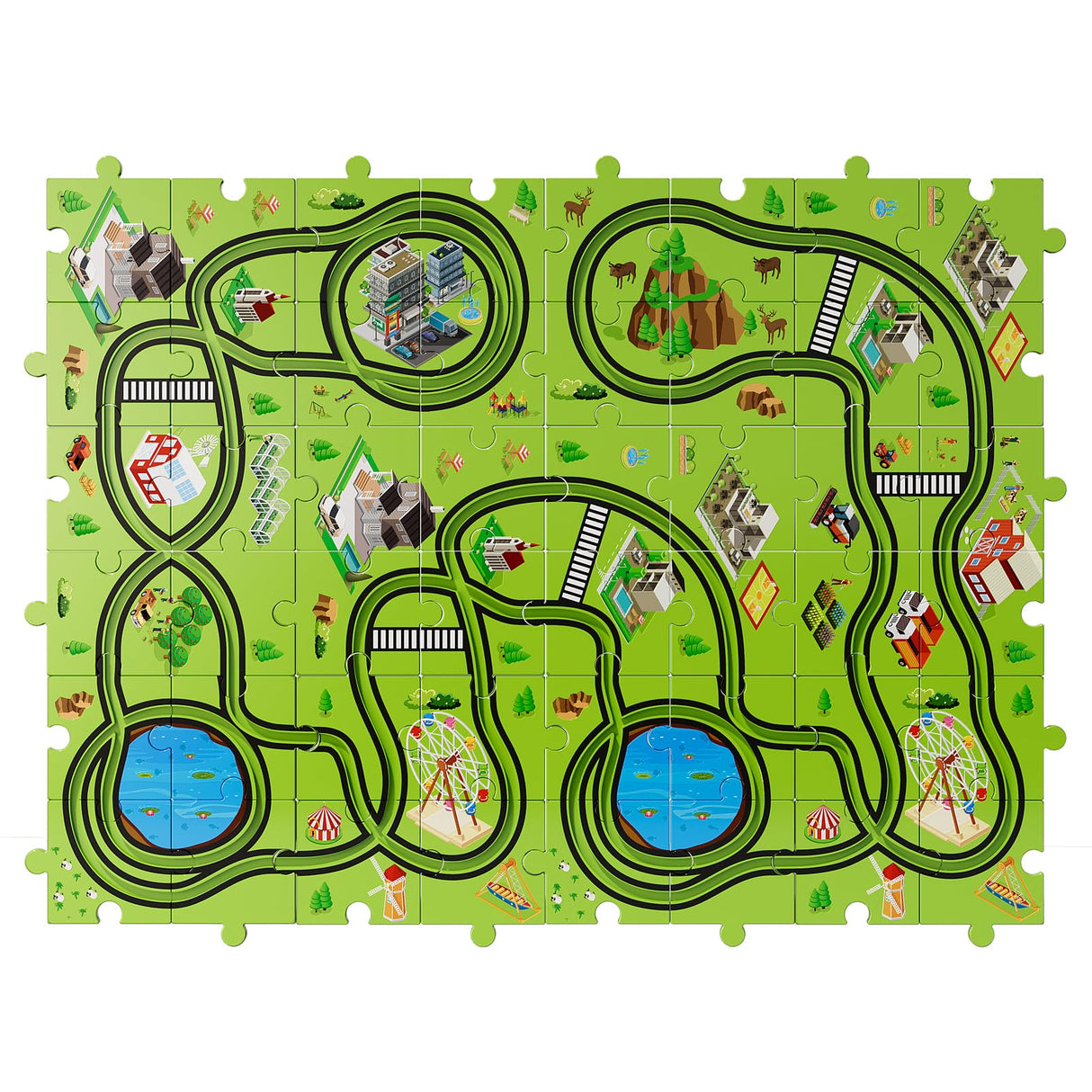 Bennol Toddler Toys Gifts for 2 3 4 5 Year Old Boys, 56 Jigsaw Puzzle Race Track Car Set Toys for Kids Boys Toddlers 1-3 2-4 3-5 4-6, Puzzle Tracks Car Toys Gifts for 2 3 4 5 Year Old Boys Kids Bennol